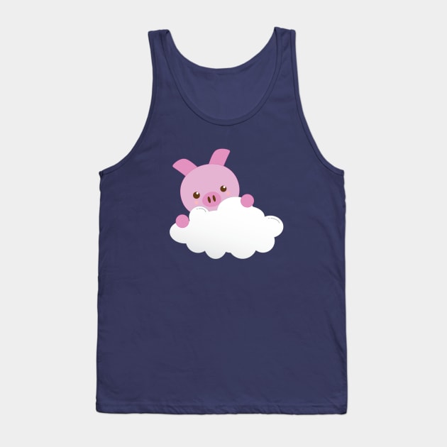 Cut Baby Pig on a Cloud Tank Top by Zennic Designs